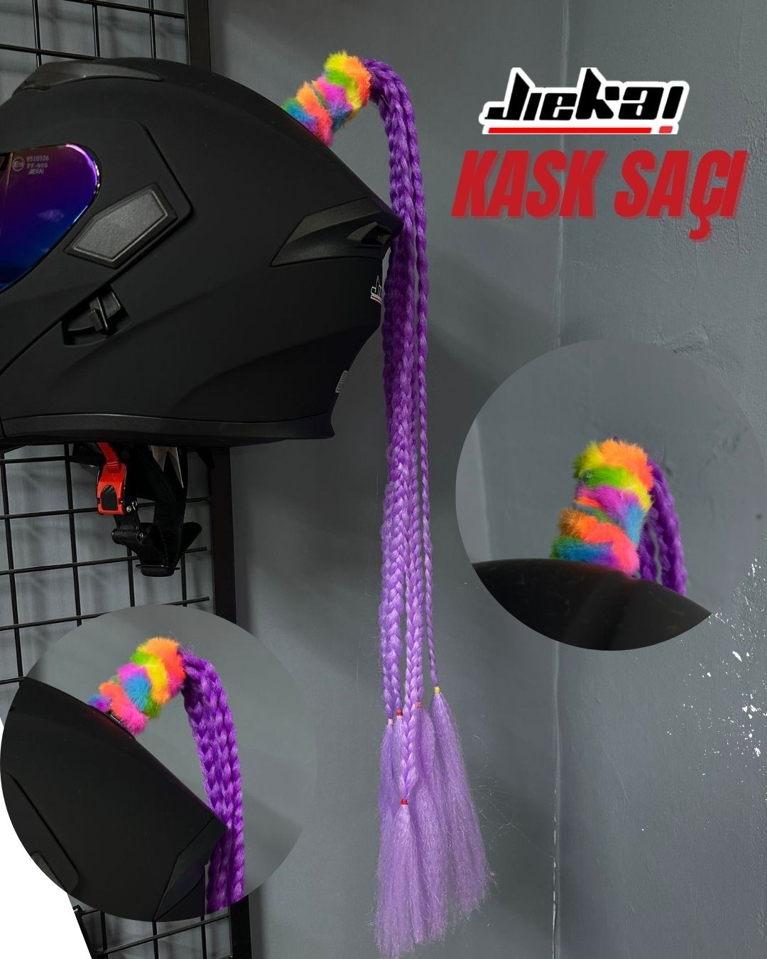 JİEKAİ KASK SAÇI GEÇİŞLİ MOR RENK AFRİKA ÖRGÜ MODEL-14